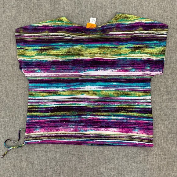 Ruby Rd Multicolor Stripes Blouse Lightweight Petite Small 100% Polyester Round - Picture 6 of 9